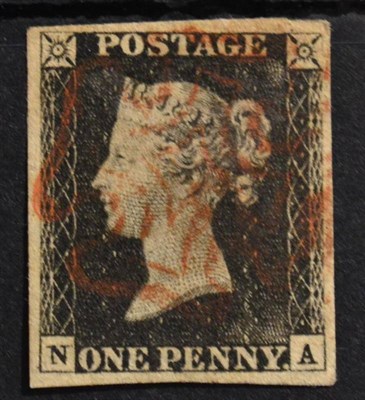 Lot 619 - GB 1d black on cover . 1840 1d black N-A. Four margins, used with red Maltese cross.