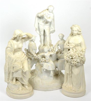 Lot 23 - J & T Bevington, a Parian figure of a Classical maiden holding a fishing net, inscribed J&TB...