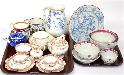 Lot 39 - An 18th century Delft plate together with 18th century and later English ceramics