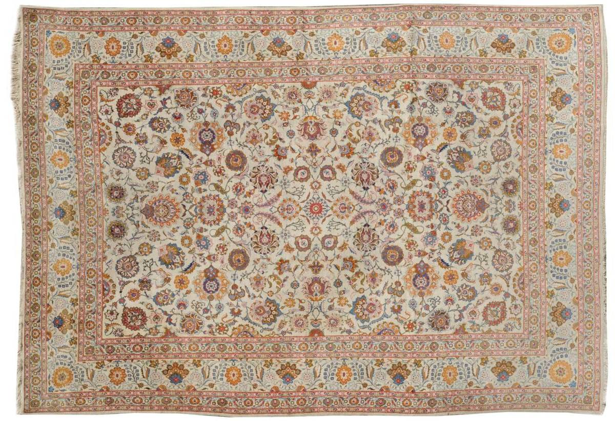Lot 796 - Good Kashan Carpet Central Iran The ivory field with an allover design of scrolling flowering vines
