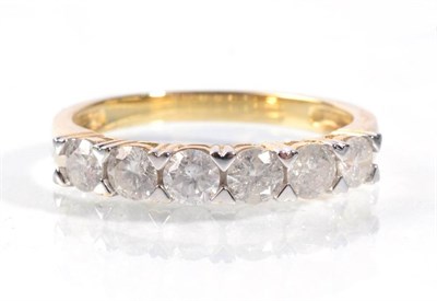 Lot 79 - A 9 carat gold diamond half hoop ring, total estimated diamond weight 0.90 carat approximately,...