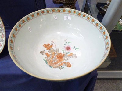 Lot 121 - A 19th century Chinese porcelain dish; a Chinese porcelain punch bowl; and a reproduction...