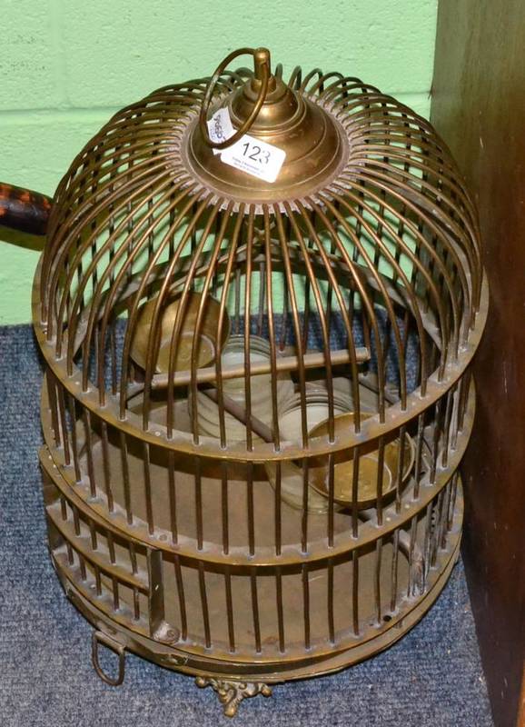 Lot 123 - A brass bird cage