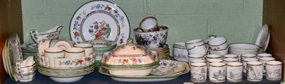 Lot 126 - A Newhall black printed 19th century part tea/coffee service and two other dinner and tea pat...