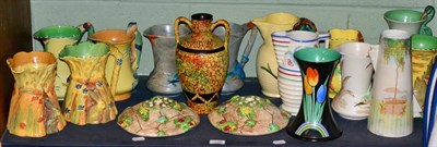 Lot 135 - A group of Burleigh ware and other Art Deco pottery jugs and vases