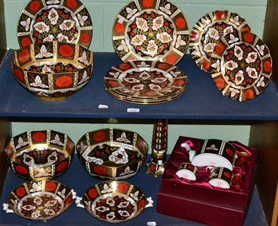 Lot 147 - A quantity of Abbey Dale Imari wares including bowls, plates, tea set, candlestick etc
