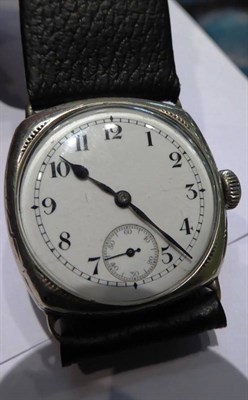 Lot 161 - A cushion shaped wristwatch case stamped 0.900, movement signed International Watch Company,...