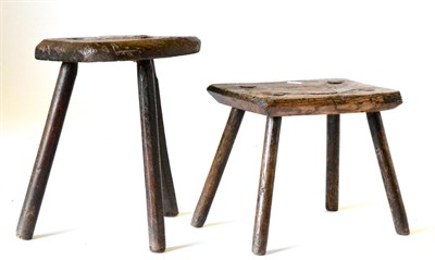 Lot 861 - A Primitive Three-Legged Stool, probably Welsh, Glamorgan, circa 1800, the oak seat with two...