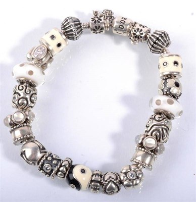 Lot 181 - A Pandora silver charm bracelet and box