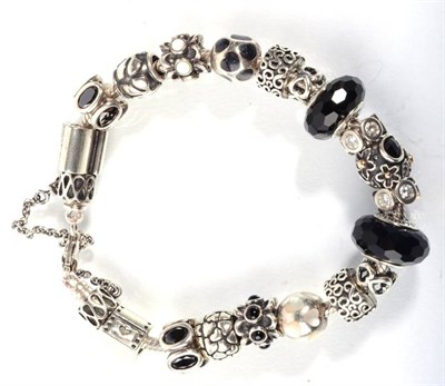 Lot 182 - A Pandora silver charm bracelet and box