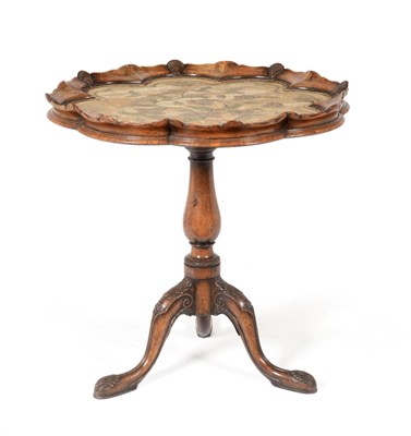 Lot 885 - A George II Style Walnut Scallop Edge Top Tripod Table, the moulded top decorated with...