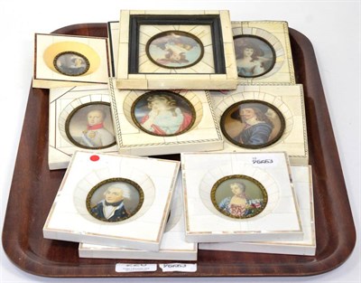 Lot 226 - Eleven late 19th/early 20th century ivory piano key miniatures