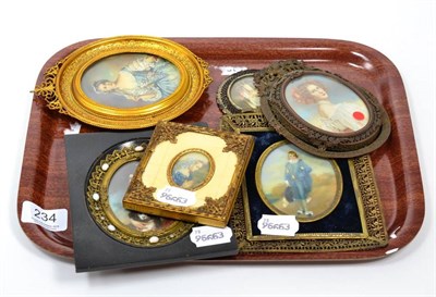 Lot 234 - A group of six 20th century reproduction portrait miniatures