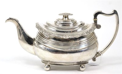 Lot 237 - A George III silver teapot, William Bateman, London 1817, with shell and gadroon rim, inscribed...