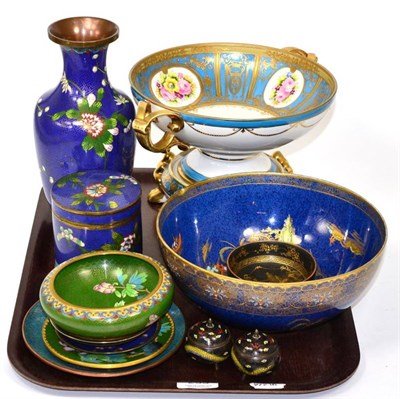 Lot 253 - A group including cloisonne; Carlton ware bowl; Noritake twin handled pedestal bowl on stand etc