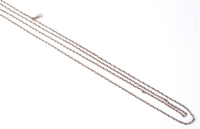 Lot 295 - A guard chain, with clip, length 85cm, stamped '9CT', 29.9G