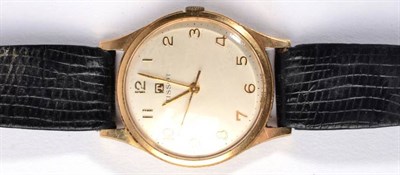 Lot 296 - A 9 carat gold wristwatch, signed Tissot