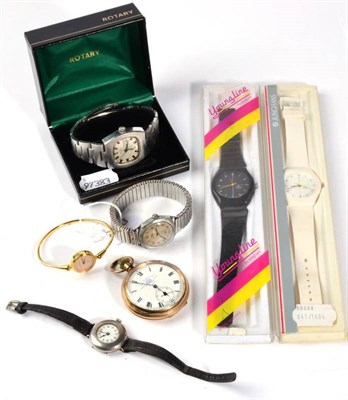 Lot 307 - A Rotary automatic wristwatch; two Junghans wristwatches; a plated pocket watch signed Tho...