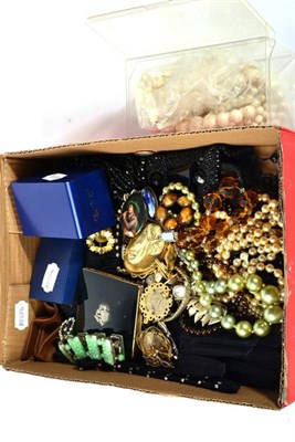 Lot 329 - A seed pearl star brooch; bar brooches; costume jewellery; gloves; wristwatches etc