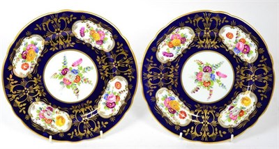 Lot 342 - A pair of Rockingham floral and gilt decorated plates