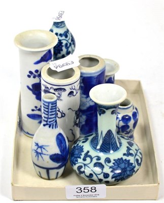 Lot 358 - Eight Chinese blue and white miniature vases