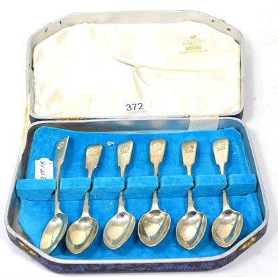 Lot 372 - A set of six early Victorian provincial silver fiddle pattern teaspoons, Robert Williams,...