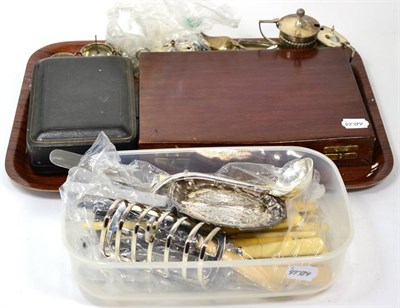 Lot 373 - A group of assorted silver condiments and spoons; together with various plated items