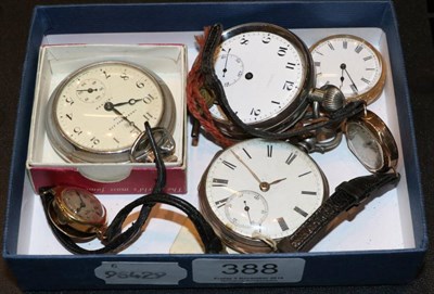 Lot 388 - A lady's 18ct gold Mappin wristwatch, lady's 9ct gold wristwatch, lady's fob watch, silver...