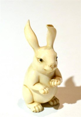 Lot 401 - A Japanese carving of a rabbit, Meiji period, signed