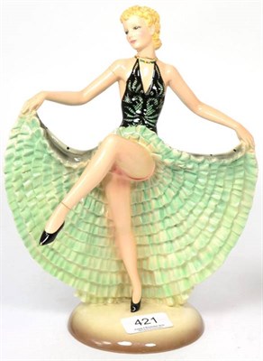 Lot 421 - An Art Deco earthenware figure of a dancer, impressed 2001 and painted W/761, 26cm (damages)