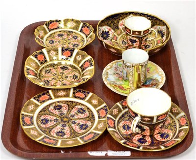 Lot 428 - Six pieces of Royal Crown Derby Imari pattern ceramics consisting of, three small bowls, side...