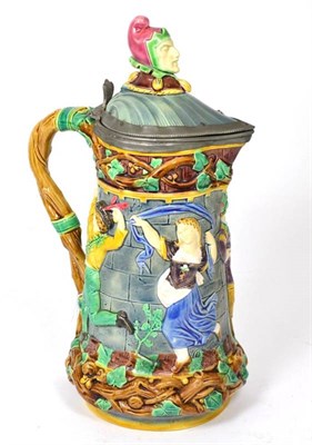 Lot 444 - A 19th century Minton Majolica jug dated 1871 (a.f.)