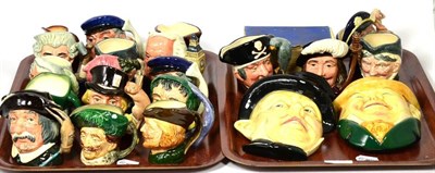 Lot 449 - Twenty one small Royal Doulton character jugs and two wall masks (two trays)