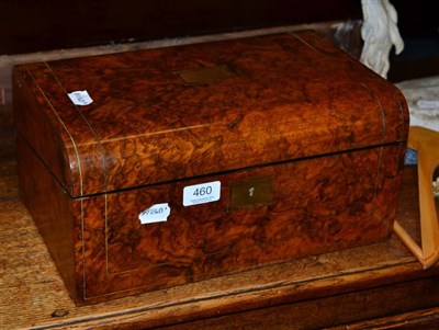 Lot 460 - A 19th century brass inlaid burr walnut writing slope