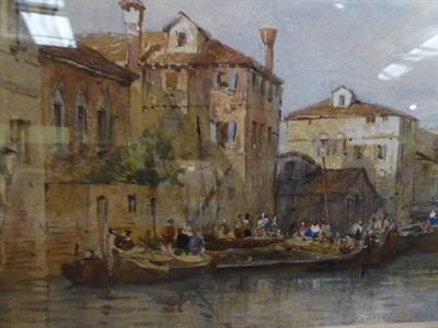 Lot 1000 - Attributed to James Herve D'Egville (c.1806-1880) ''Canal scene and boats, Venice'', watercolour