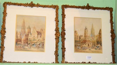 Lot 1006 - Henry Schafer, ''Honfleur, Normandy'', signed watercolour together with ''Antwerp'' a signed...