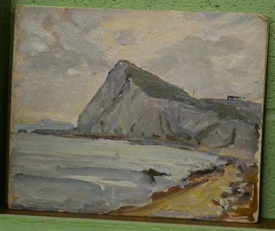 Lot 1009 - Emily Beatrice Bland NEAC (1864-1951), View of the south coast, oil on board, 21.5cm by 27cm...