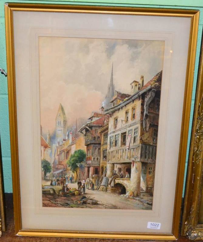 Lot 1022 - C J Keats (19th/20th century) ''Antwerp'', signed, watercolour