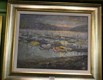 Lot 1039 - Martin Dutton (Contemporary), ''Fording light on the dart'', signed, inscribed verso, oil on...