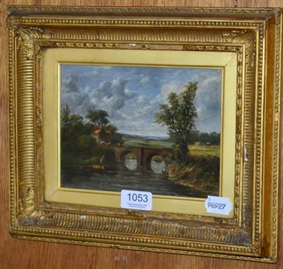 Lot 1053 - Attributed to Charles Jayne (acd. 1838 - 1879) River landscape, oil on canvas, label verso ''A...