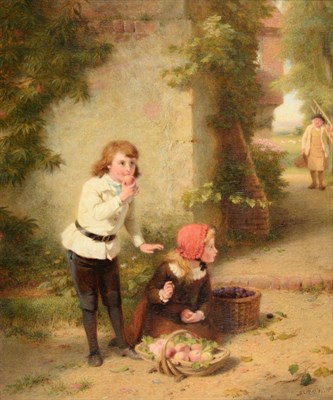 Lot 59 - George Bernard O'Neill (1828-1917)   "Stolen fruit are Sweetest " Signed, oil on panel, 40cm by...