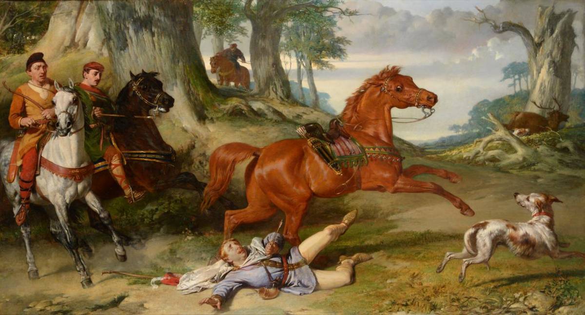 Lot 63 - Alexander Davis Cooper (1820-1895)  The Death of Rufus (William II) Monogrammed and dated 1866,...