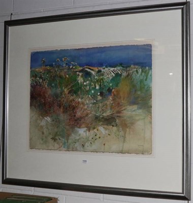 Lot 1095 - Trevor Stubley (1932-2010), landscape with flowers and foliage, signed, pencil and watercolour...