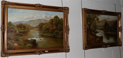 Lot 1096 - A Wright (20th century) A pair of river landscapes, signed, oil on canvas