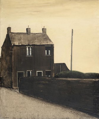 Lot 114 - Peter Brook (1927-2009)  "Neighbours " Signed and inscribed, oil on canvas, 61cm by 51cm...