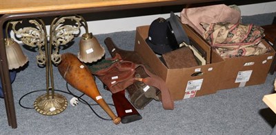Lot 1160 - A quantity of items including a leather gun case; BSA Meteor Airgun; two hats; fishing bag;...