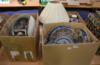 Lot 1163 - A large quantity of mostly Japanese decorative items including chargers, Imari vases,...