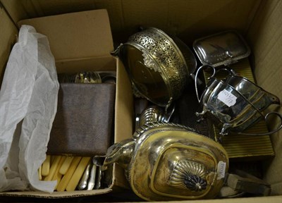 Lot 1179 - A quantity of assorted silver plated items to include flatware; tea service tray, etc