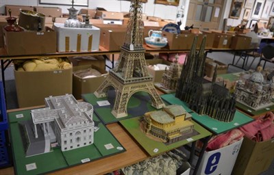 Lot 1204 - A group of four scale models of famous buildings including The White House, Eiffel Tower etc