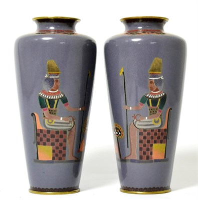 Lot 155 - A Pair of Japanese Cloisonné Enamel Vases, Meiji period (1868-1912), of baluster form with...